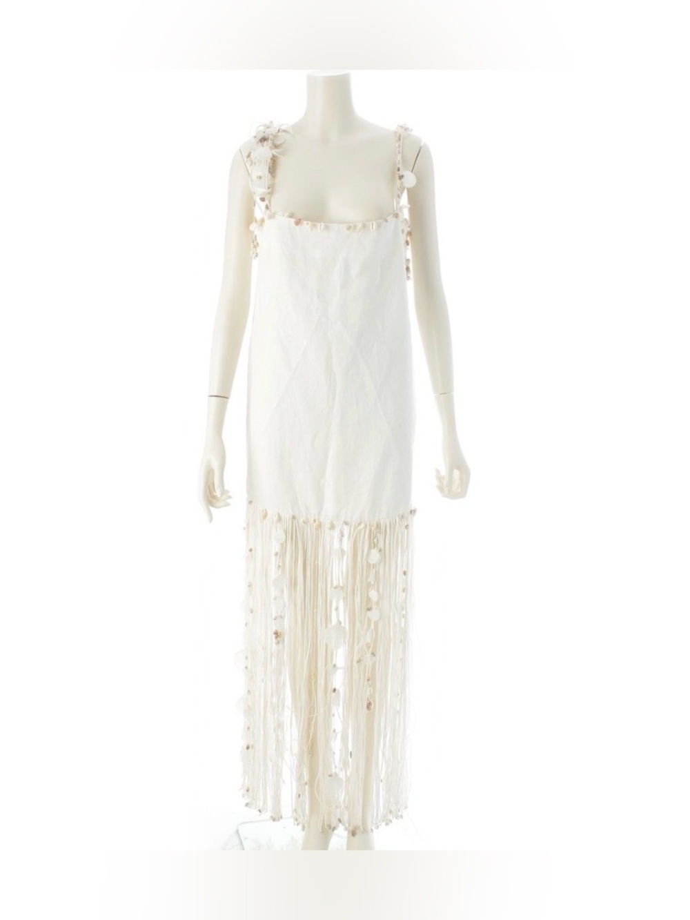 NWT ZIMMERMANN POSTCARD SHELL Handstrung Linen Floral Applique Fringe Maxi Dress - Picture 10 of 16